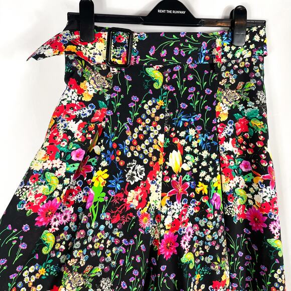ETRO Floral Pants Set Black Silk 2pc One Shoulder Top Wide Leg Sz 42 IT / M - Picture 10 of 15